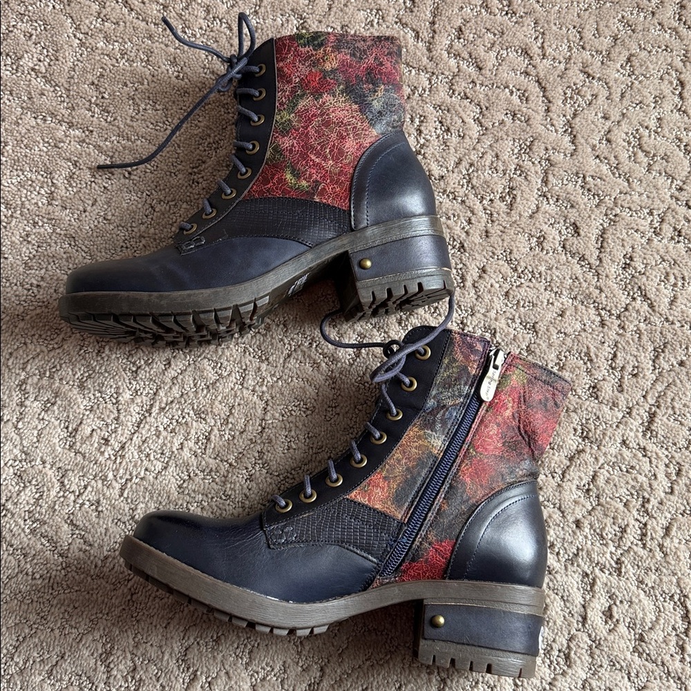 L’artiste lartiste Marty spring step blue navy floral red zip up size 37 - Picture 4 of 7